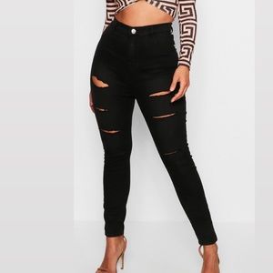 Wash Black Slash Rip Jegging
